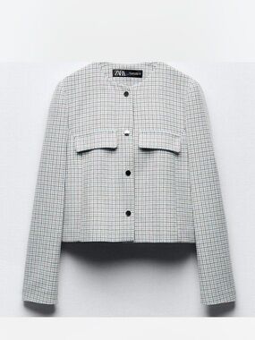 ZARA CHECKERED CROPPED BLAZER